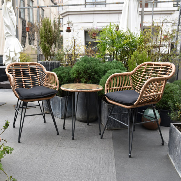 Corrigan Studio® Wicker/rattan 2 Person Seating Group With Cushions